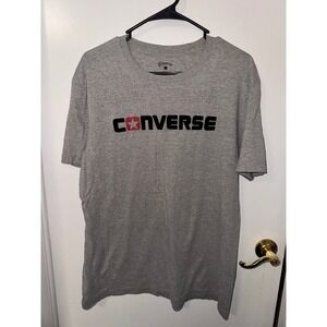 CONVERSE Mens Gray Logo Graphic T Shirt Size L Short Sleeve Tee